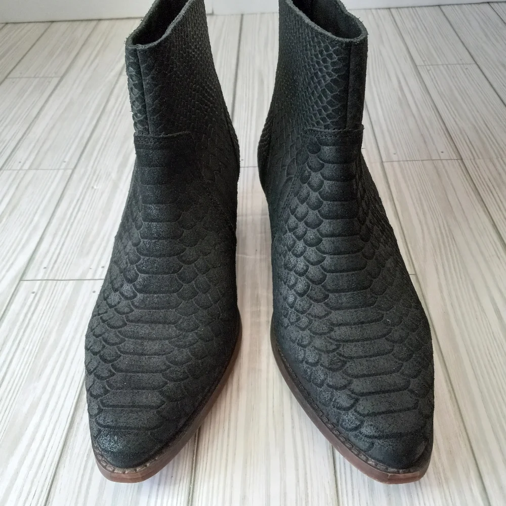 Diba Snakeskin Print Leather Ankle Boots